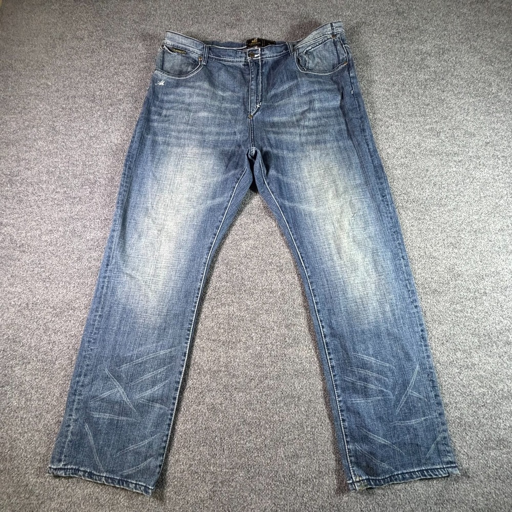 VINTAGE Akademiks Straight Jeans Men's 44x35 Blue Cotton Denim Faded Y2K Retro